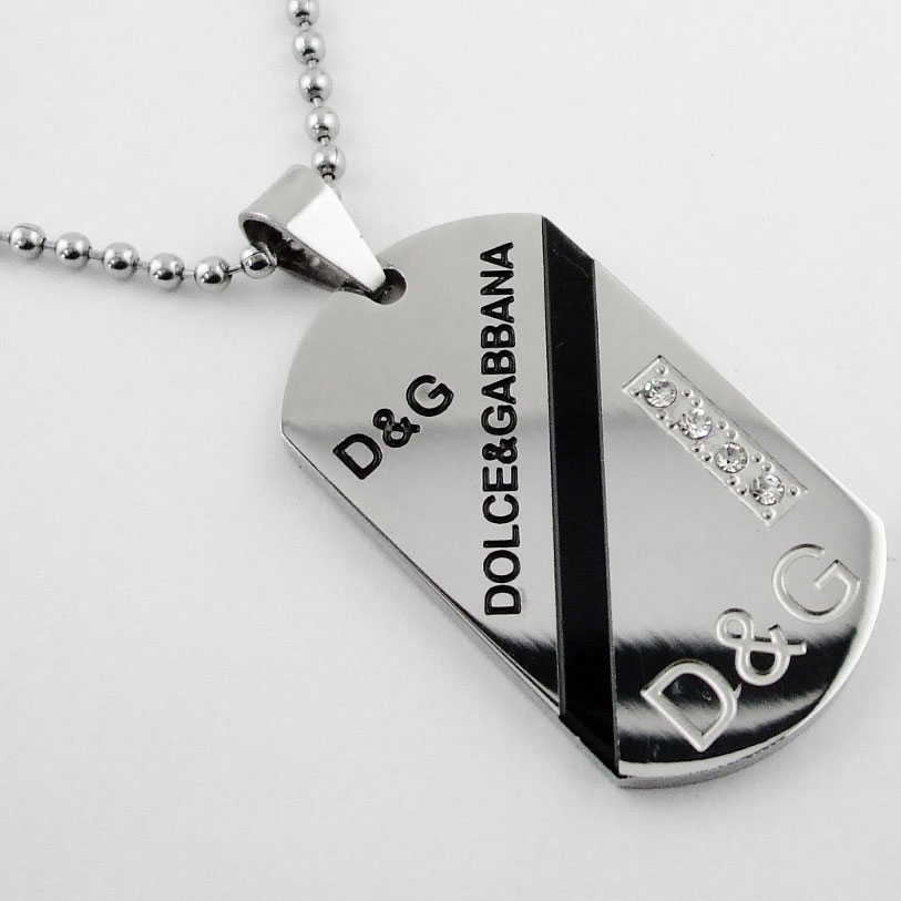 dolce and gabbana dog tag necklace